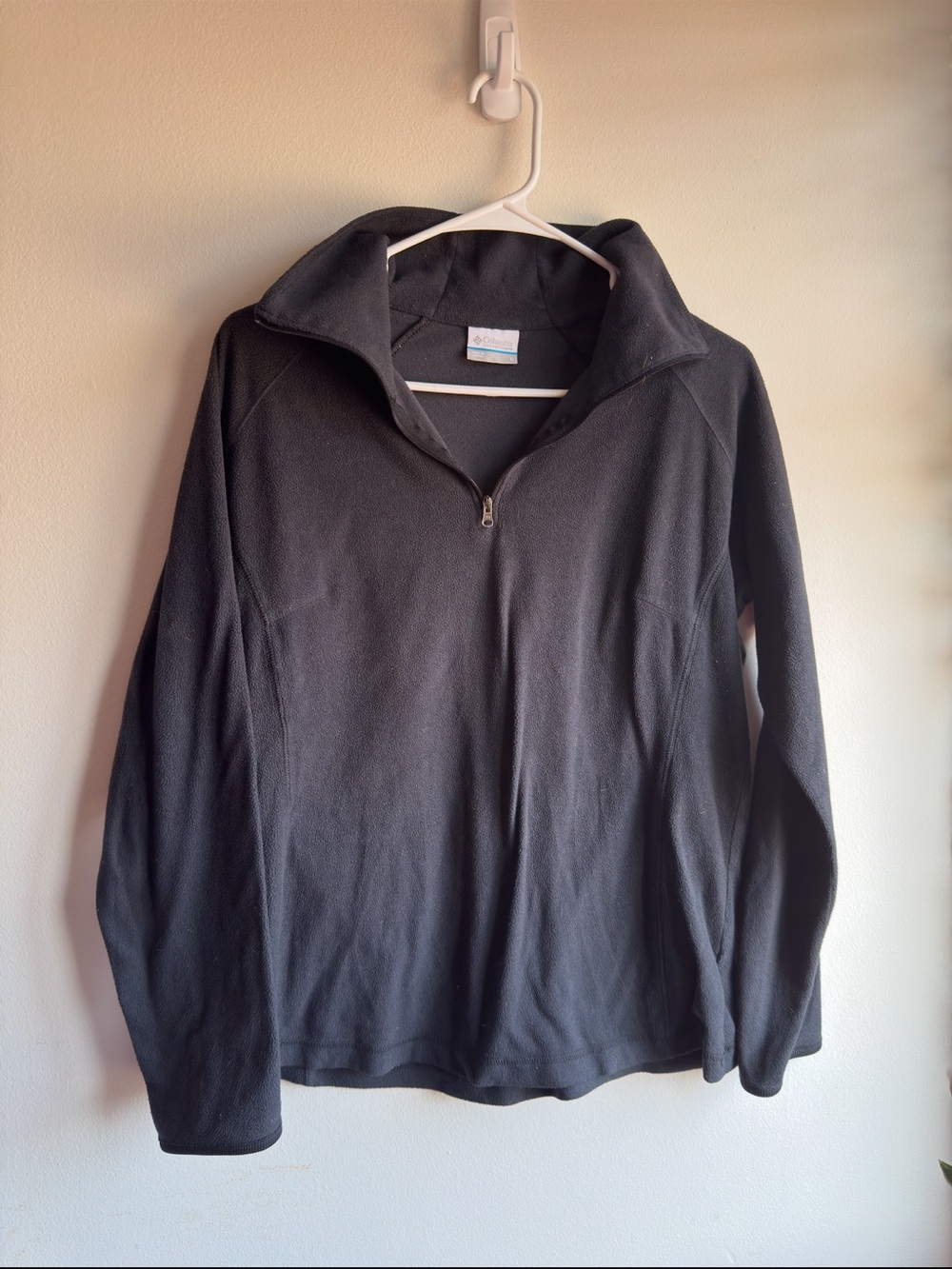 Columbia Black Quarter Zip Fleece Pullover Jacket Size Large
